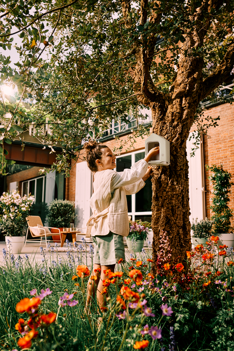 cosy bird feeder 18cm mushroom beige